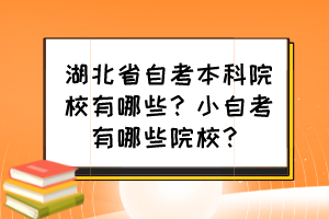 湖北省自考本科院校有哪些？小自考有哪些院校？