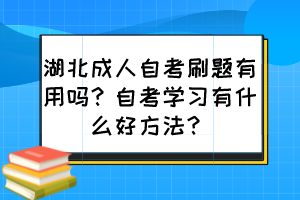 湖北成人自考刷題有用嗎？自考學習有什么好方法？