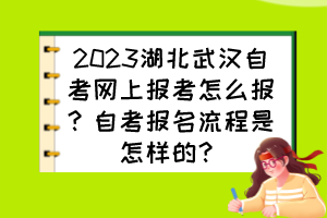 2023湖北武漢自考網(wǎng)上報考怎么報？自考報名流程是怎樣的？