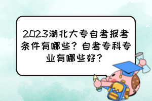 2023湖北大專自考報(bào)考條件有哪些？自考專科專業(yè)有哪些好？