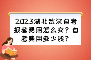 2023湖北武漢自考報(bào)考費(fèi)用怎么交？自考費(fèi)用多少錢？