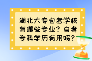 湖北大專自考學(xué)校有哪些專業(yè)？自考專科學(xué)歷有用嗎？