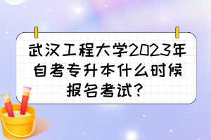 武漢工程大學2023年自考專升本什么時候報名考試？