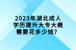 2023年湖北成人學(xué)歷提升大專大概需要花多少錢？