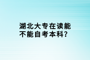 湖北大專在讀能不能自考本科？