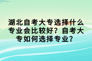 湖北自考大專選擇什么專業(yè)會比較好？自考大專如何選擇專業(yè)？