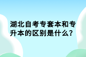 湖北自考專套本和專升本的區(qū)別是什么？