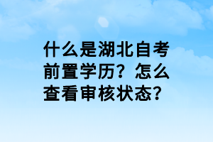 什么是湖北自考前置學歷？怎么查看審核狀態(tài)？