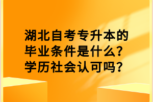 湖北自考專升本的畢業(yè)條件是什么？學(xué)歷社會認(rèn)可嗎？