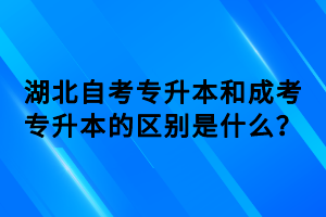 湖北自考專升本和成考專升本的區(qū)別是什么？