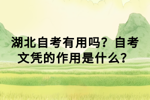 湖北自考有用嗎？自考文憑的作用是什么？