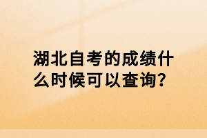 湖北自考的成績什么時候可以查詢？