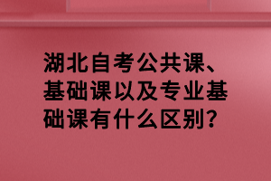 湖北自考公共課、基礎課以及專業(yè)基礎課有什么區(qū)別？