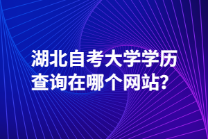 湖北自考大學(xué)學(xué)歷查詢?cè)谀膫€(gè)網(wǎng)站？