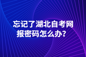 忘記了湖北自考網(wǎng)報密碼怎么辦？