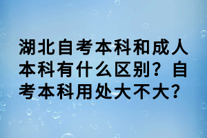 湖北自考本科和成人本科有什么區(qū)別？自考本科用處大不大？