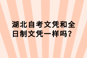 湖北自考文憑和全日制文憑一樣嗎？