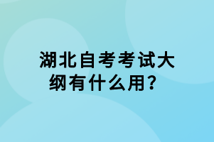 湖北自考考試大綱有什么用？