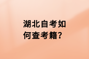 湖北自考如何查考籍？