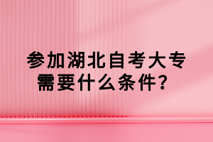 參加湖北自考大專需要什么條件？