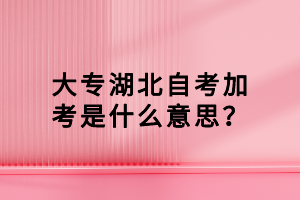 大專湖北自考加考是什么意思？