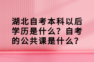 湖北自考本科以后學(xué)歷是什么？自考的公共課是什么？