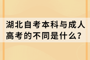 湖北自考本科與成人高考的不同是什么？