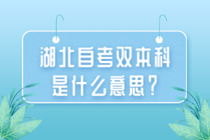 湖北自考雙本科是什么意思？