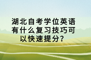 湖北自考學位英語有什么復習技巧可以快速提分？