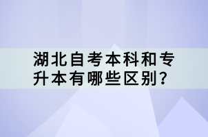 湖北自考本科和專升本有哪些區(qū)別？