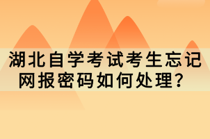 湖北自學考試考生忘記網(wǎng)報密碼如何處理？