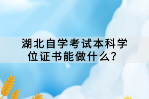 隨著社會的發(fā)展和科技的進步，越來越多的人選擇通過自學考試來提升自己的學歷和能力。湖北自學考試作為一項重要的教育考試，對于廣大自學考試生來說具有重要意義。那么，湖北自學考試本科學位證書能做什么？