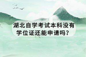 湖北自學考試本科沒有學位證還能申請嗎？