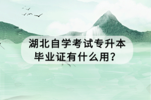 湖北自學(xué)考試專升本畢業(yè)證有什么用？