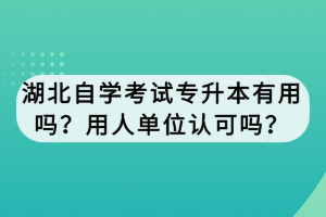 湖北自學(xué)考試專升本有用嗎？用人單位認(rèn)可嗎？