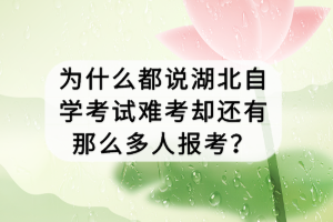 為什么都說湖北自學考試難考卻還有那么多人報考？