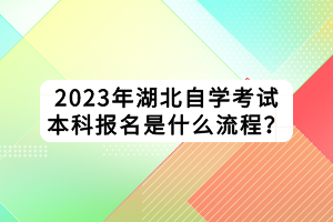 2023年湖北自學考試本科報名是什么流程？