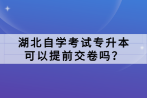 湖北自學考試專升本可以提前交卷嗎？