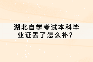 湖北自學考試本科畢業(yè)證丟了怎么補？