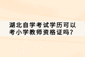 湖北自學考試學歷可以考小學教師資格證嗎？