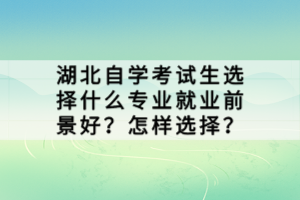 湖北自學(xué)考試生選擇什么專(zhuān)業(yè)就業(yè)前景好？怎樣選擇？