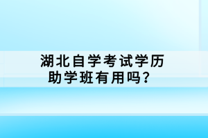 湖北自學考試學歷助學班有用嗎？