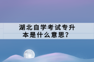 湖北自學考試專升本是什么意思？