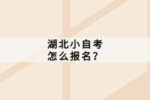 湖北小自考怎么報名？