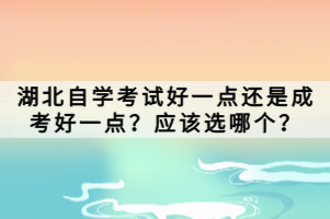 湖北自學考試好一點還是成考好一點？應該選哪個？