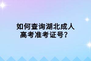 如何查詢湖北成人高考準(zhǔn)考證號？
