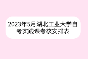2023年5月湖北工業(yè)大學自考實踐課考核安排表