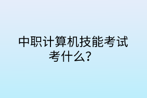 中職計(jì)算機(jī)技能考試考什么？