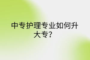 中專護(hù)理專業(yè)如何升大專？