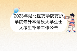 2023年湖北醫(yī)藥學(xué)院藥護(hù)學(xué)院專升本退役大學(xué)生士兵考生補(bǔ)錄工作公告